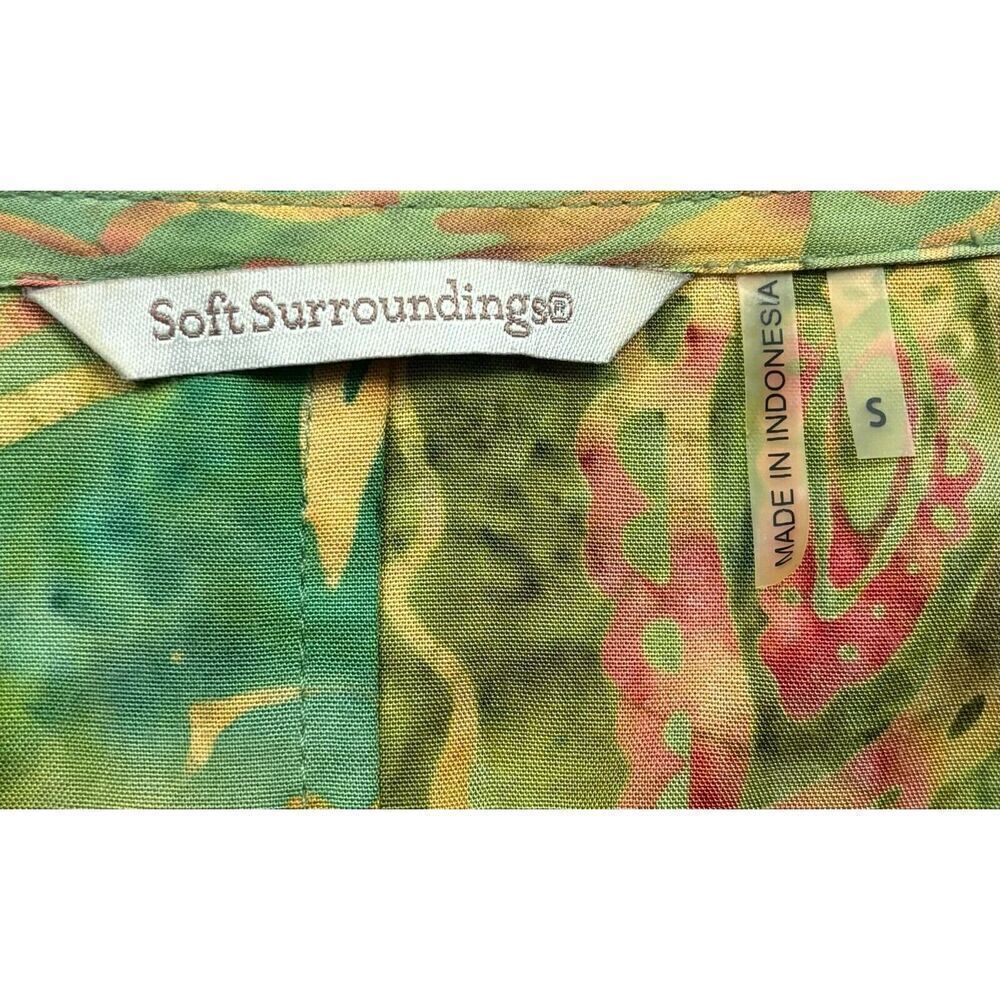 Soft Surroundings Abstract Tunic 3/4 Sleeves Size Small Green Boho Art to Wear - Picture 5 of 7